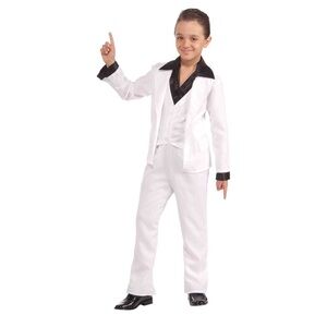 White and Black Kids' Disco Suit Costume